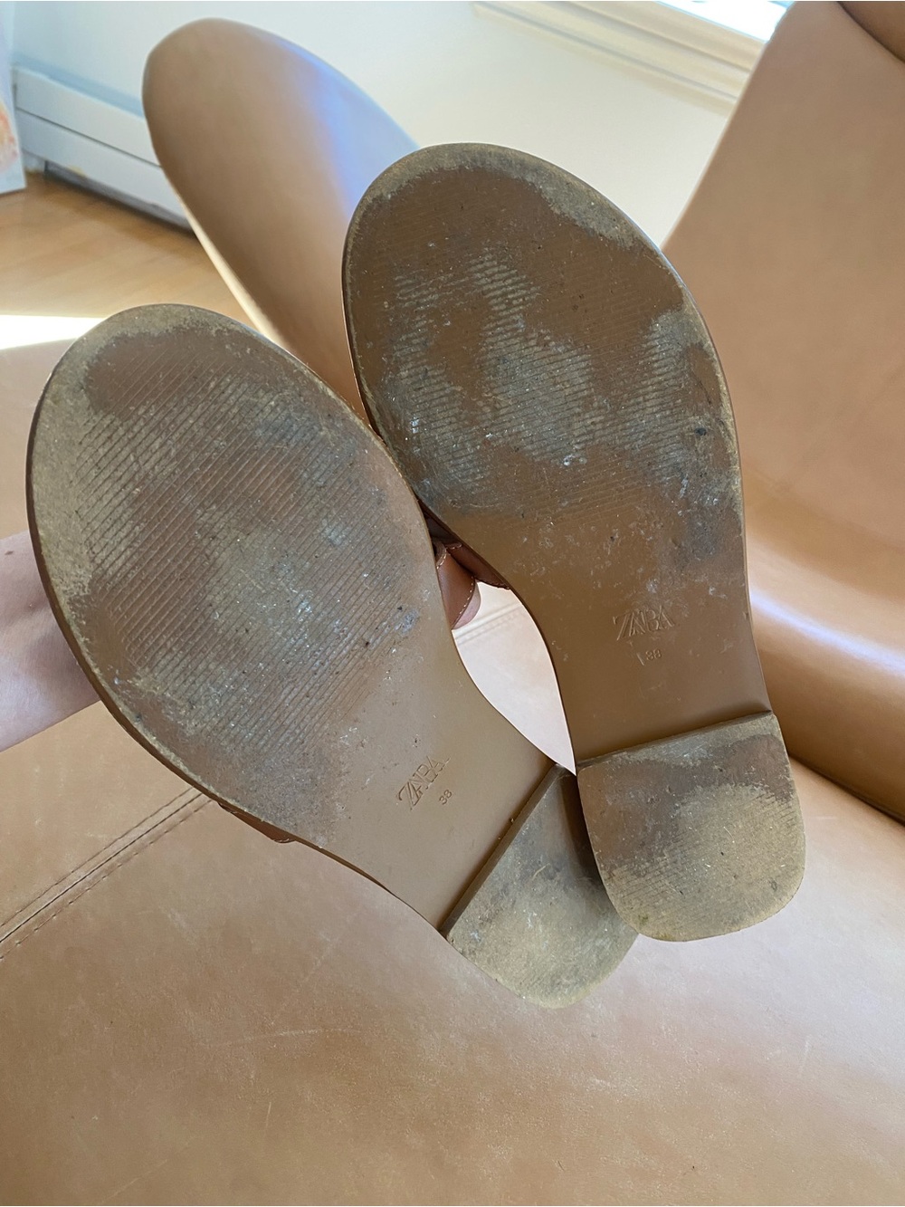 🤎 Zara Leather Sandals – Effortless European Summer Style – Size 38 / US 8 - Picture 5 of 10